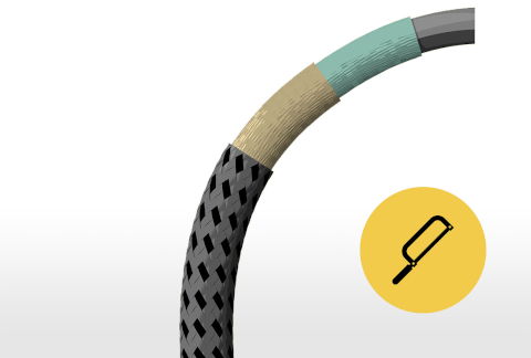 schichten textil fahrradschloss kreis gelb saege schwarz