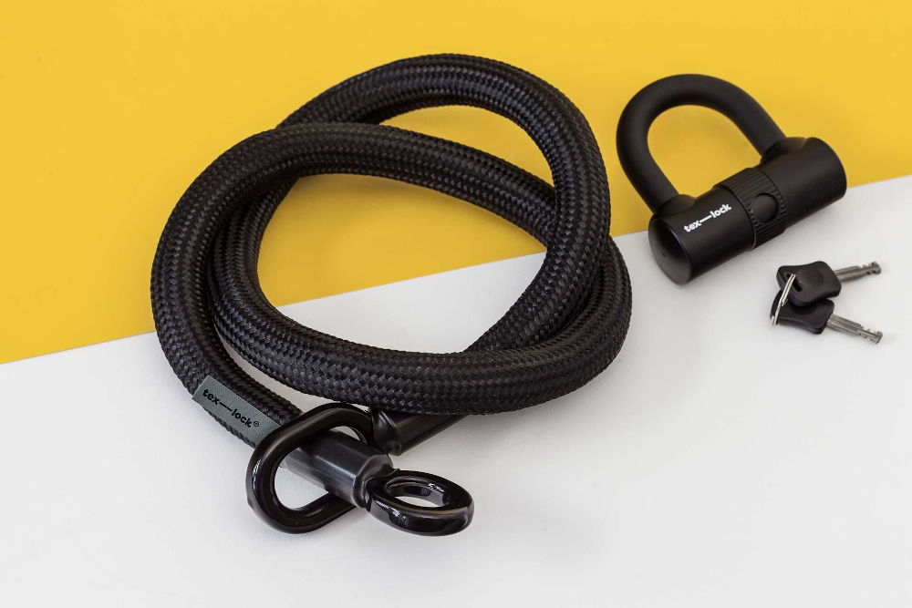 tex—lock eyelet M, black, incl. U-lock